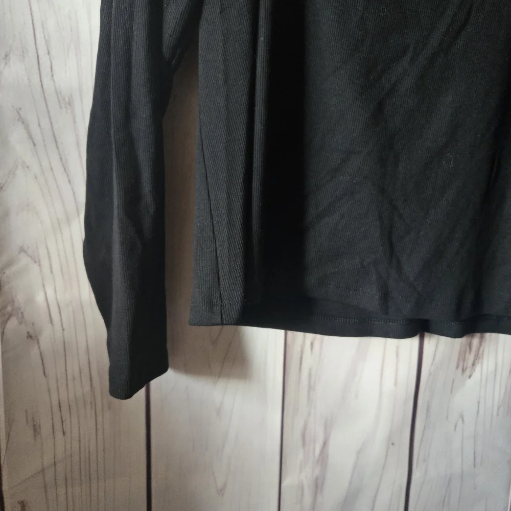 Old Navy Basic Boat Neck Black Ribbed Long Sleeve Tee Size XXL - Picture 5 of 8